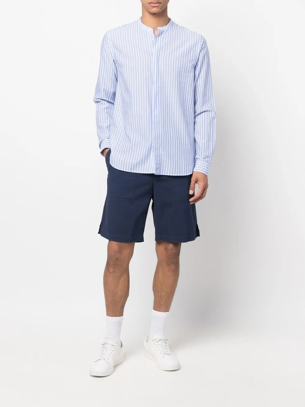 Image 2 of Orlebar Brown stripe-print band-collar shirt