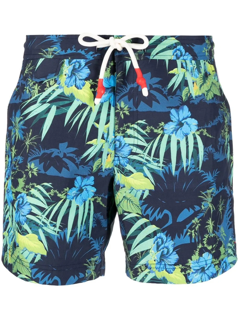 

Orlebar Brown shorts de playa con palmeras estampadas - Azul