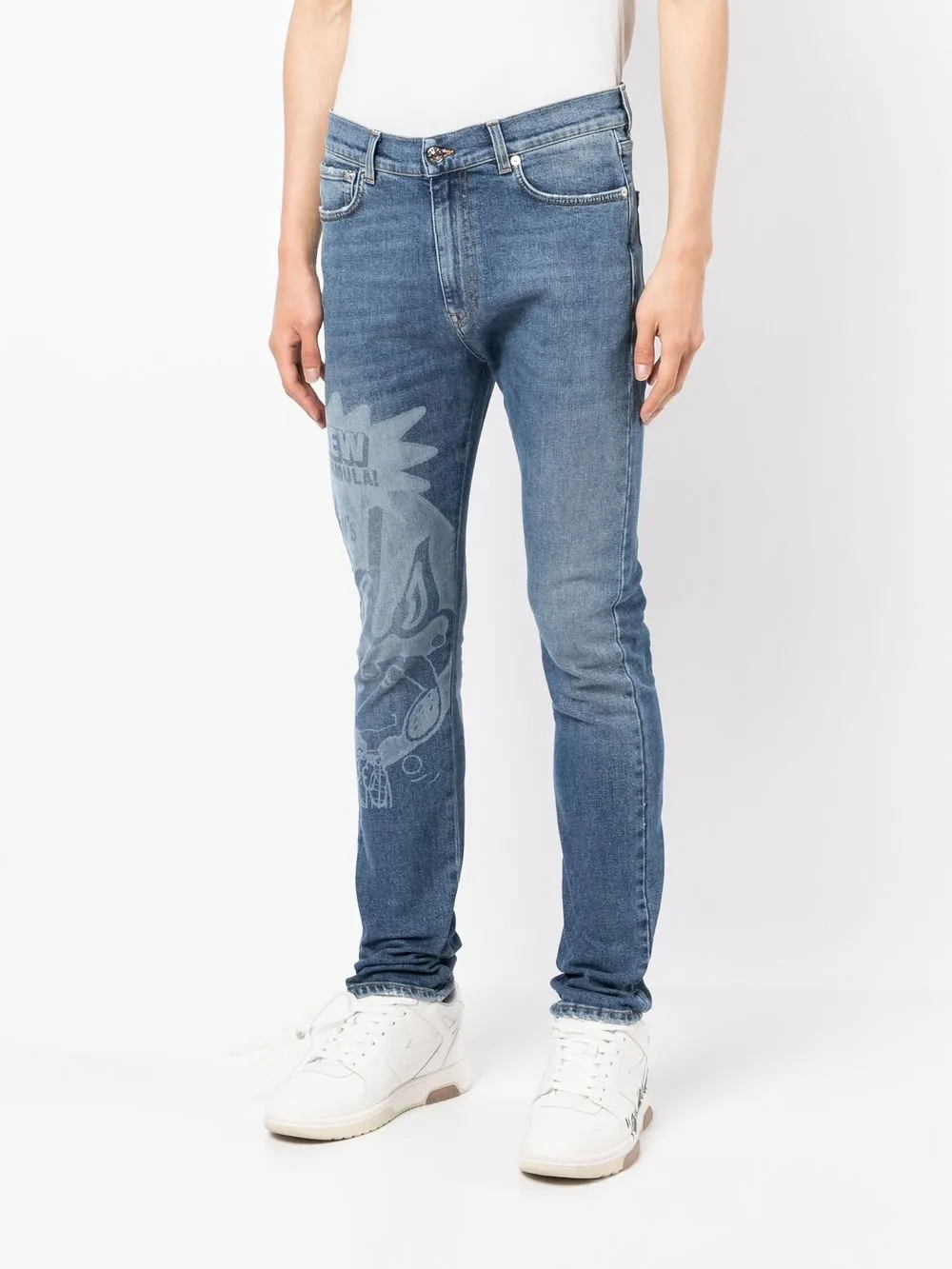  Iceberg Jeans Mit Wasserzeichen Print   Blau 