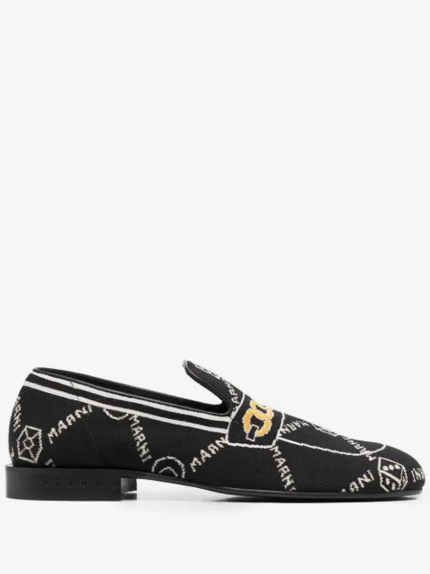 Marni all-over logo-jacquard loafers