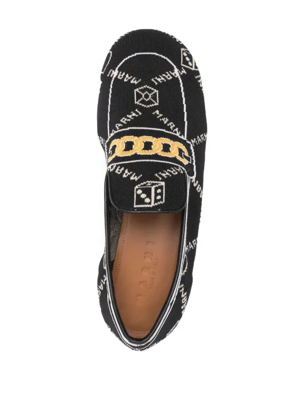 Marni jacquard-logo slippers - Neutrals