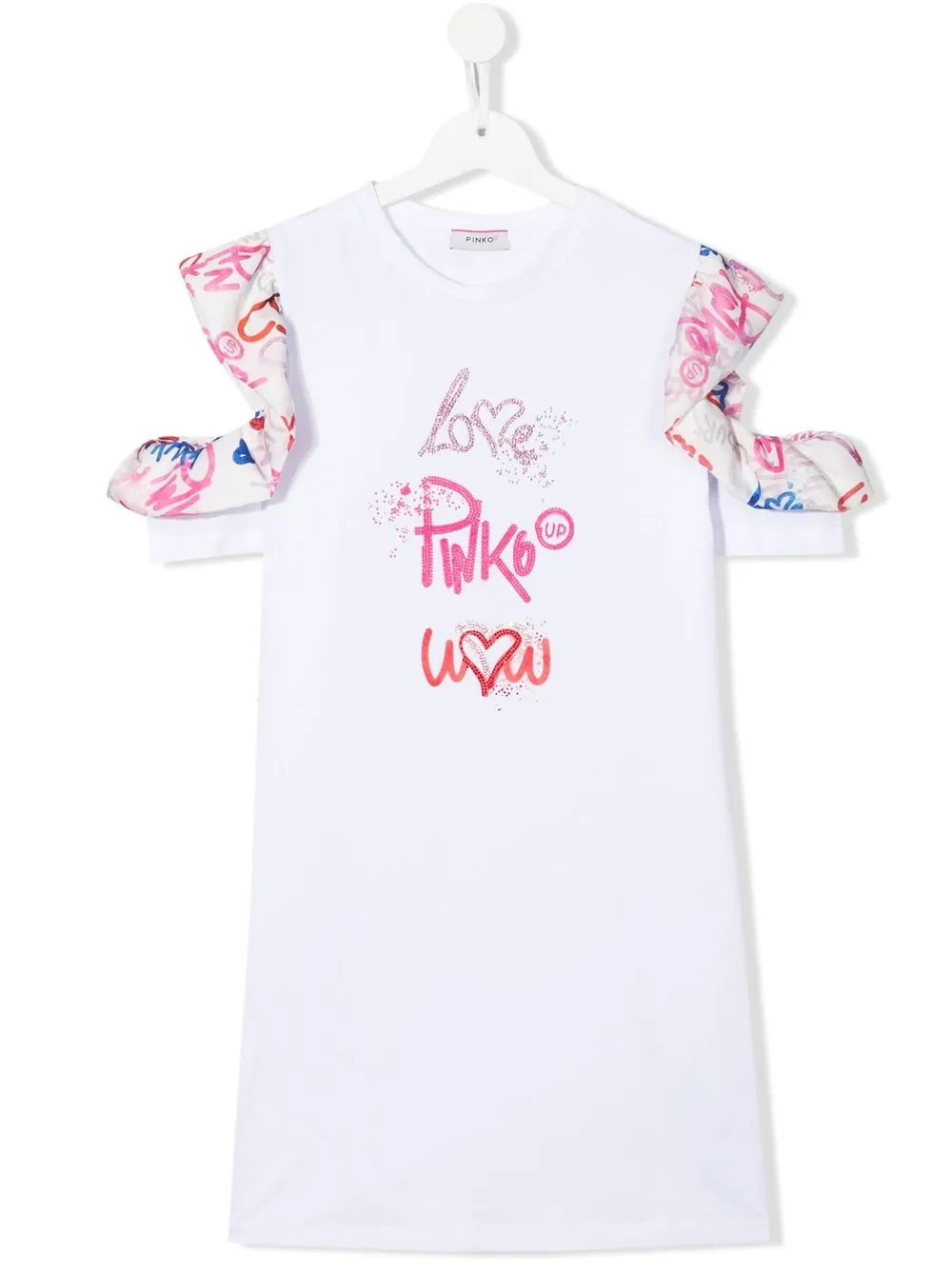 

Pinko Kids vestido estilo playera con corazón estampado - Blanco