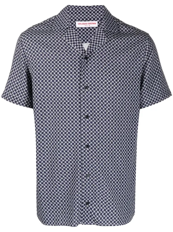 Orlebar Brown All-over Graphic-print Shirt in Blue