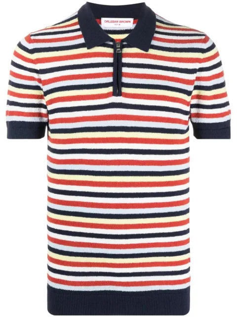 Orlebar Brown stripe-print knit polo shirt