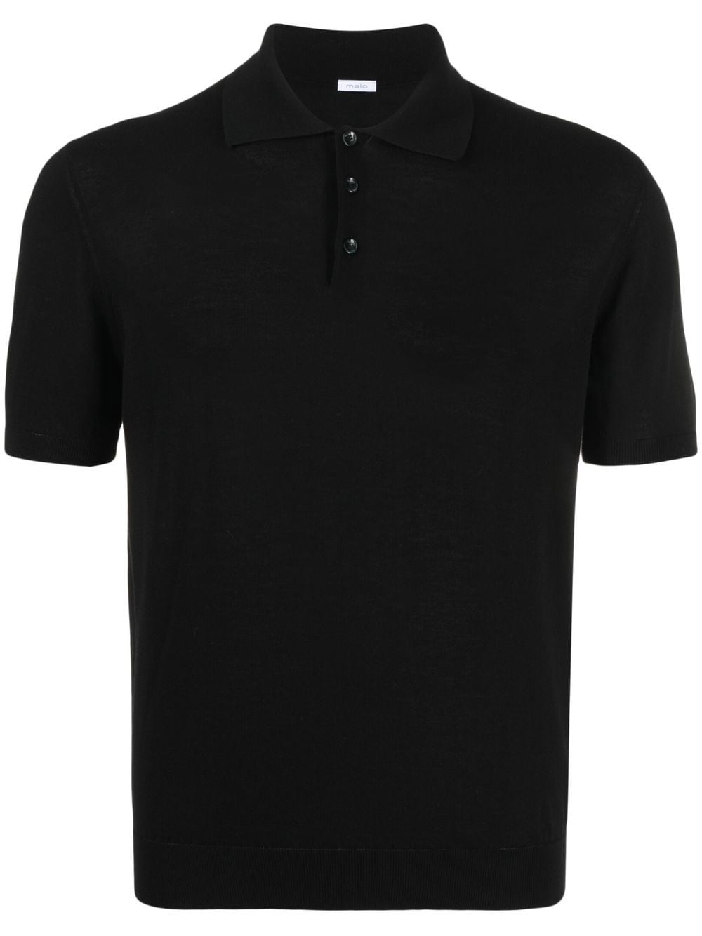 Shop Malo Fine-knit Cotton Polo Shirt In Schwarz