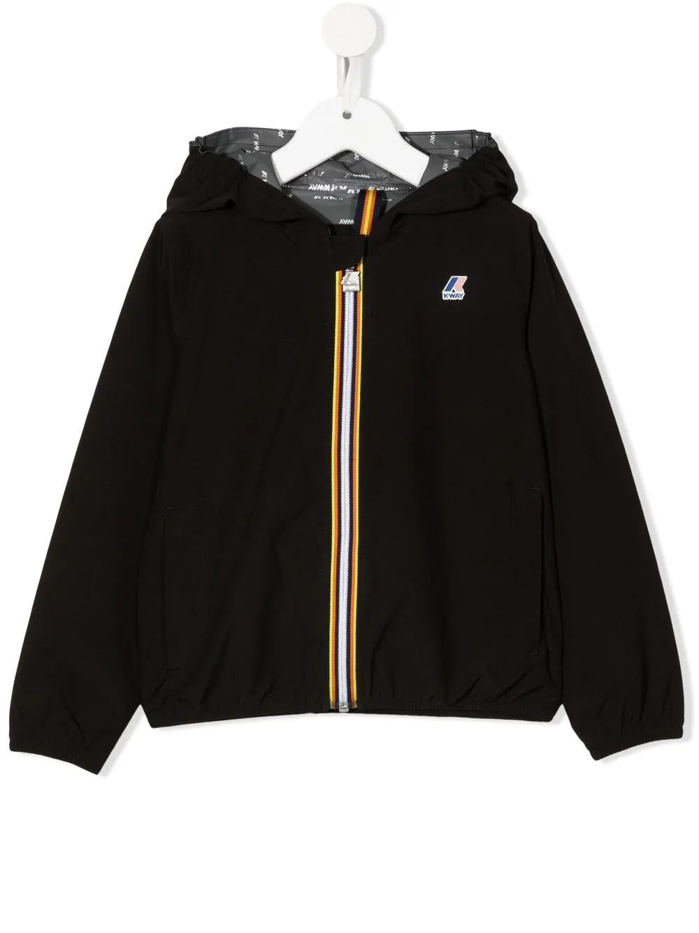 

K-Way chamarra con capucha y logo estampado - Negro