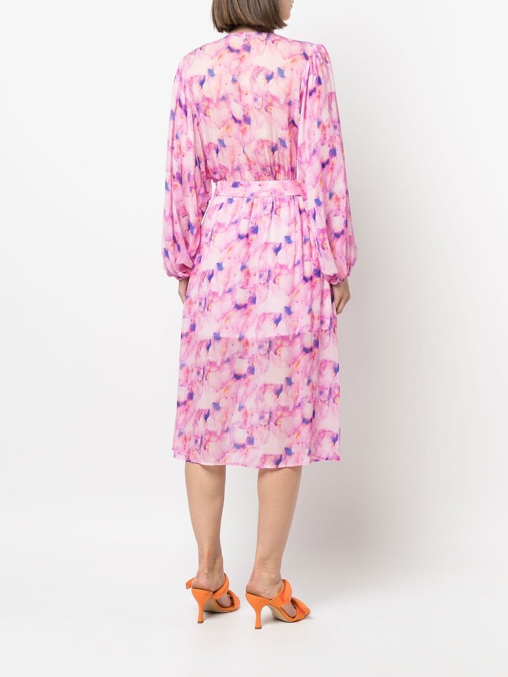 Shop Patrizia Pepe Floral Print V-neck Dress In Pink