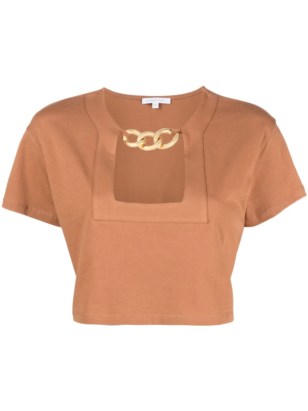 

Patrizia Pepe playera con detalle de cadena y aberturas - Marrón