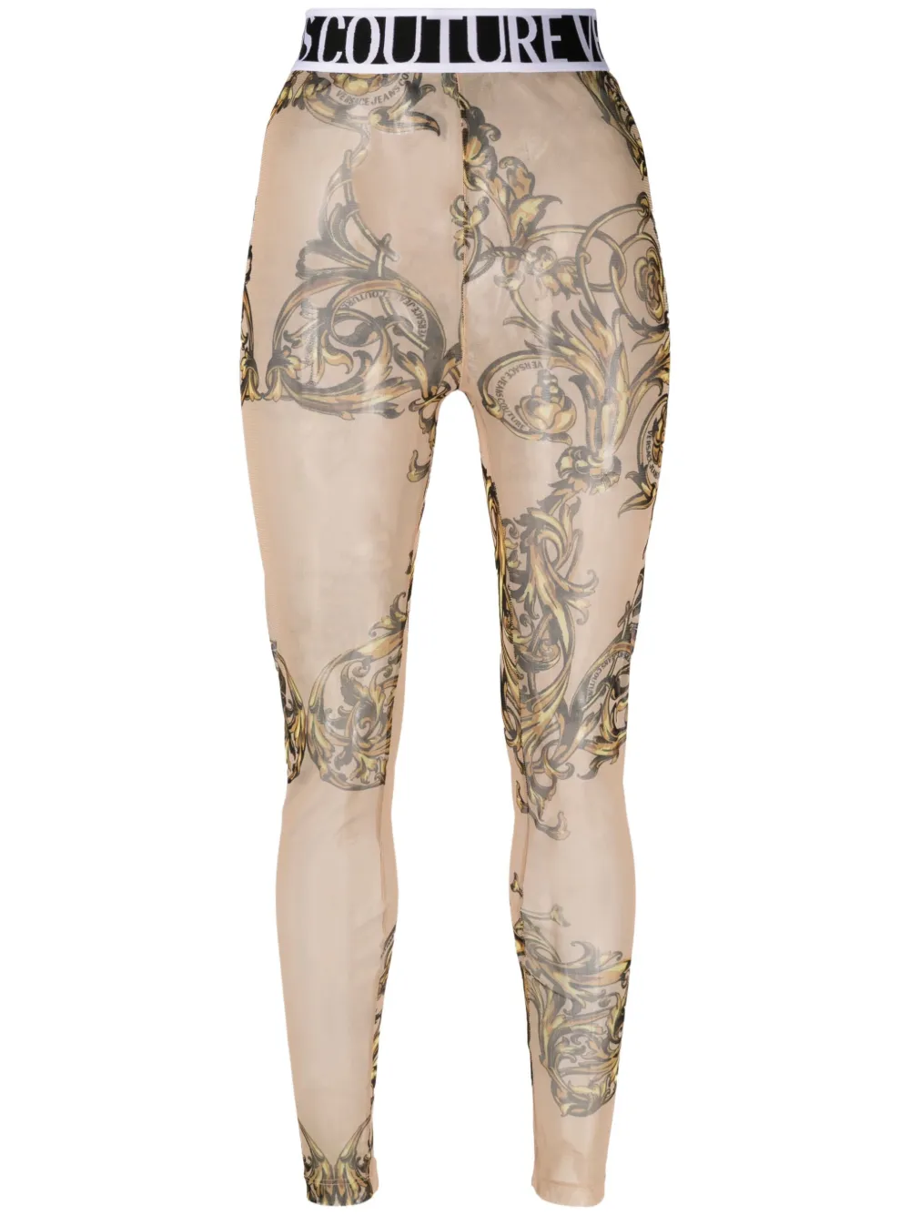 

Versace Jeans Couture sheer Barocco-print leggings - Neutrals