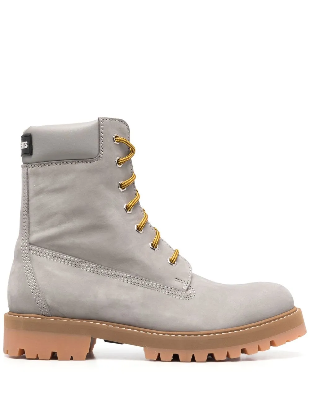 

VETEMENTS Trucker logo-patch lace-up ankle boots - Grey