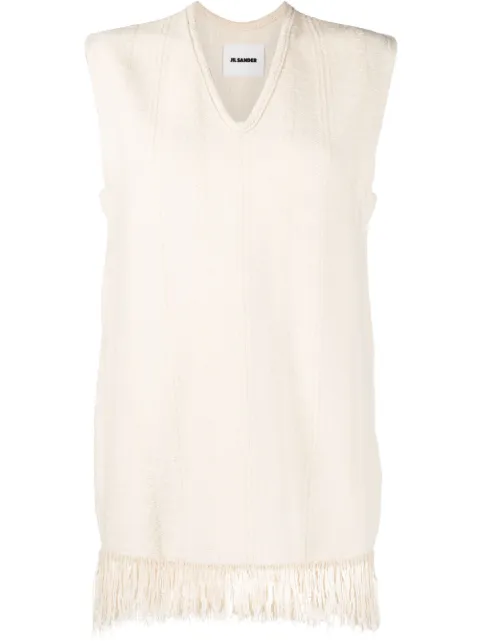 Jil Sander fringed v-neck vest top