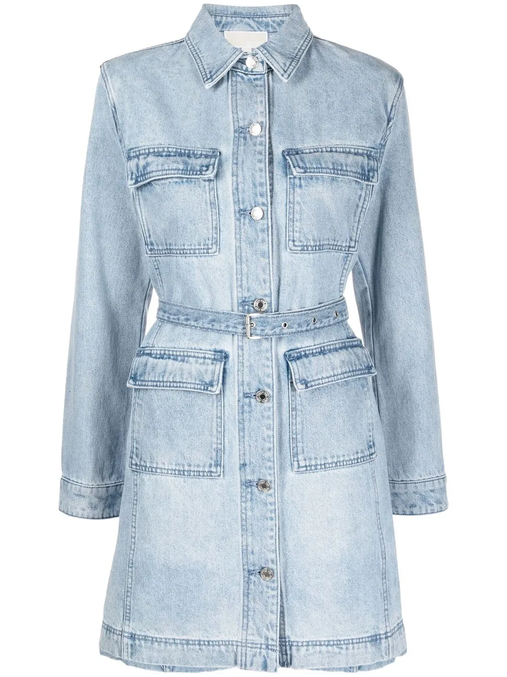 belted denim shirtdress