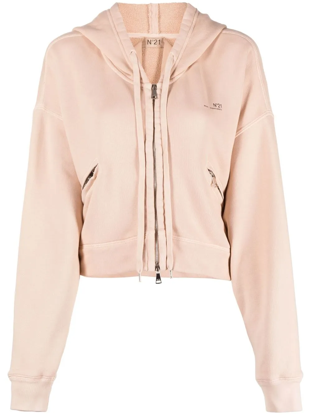 

Nº21 hoodie corto con logo estampado - Rosado