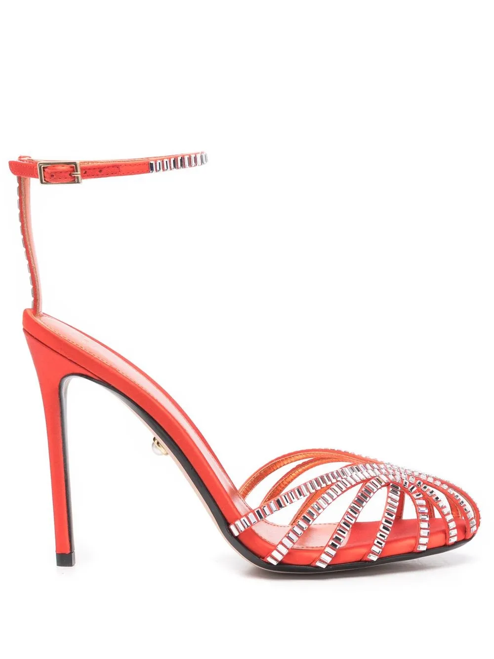 orange caged heels