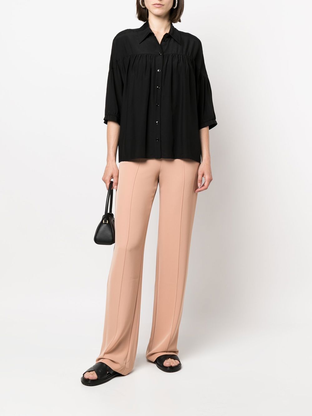 Patrizia Pepe Blouse met pofmouwen - Zwart