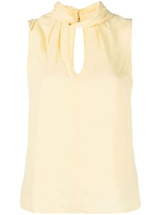 Sleeveless Twist-Neck Blouse