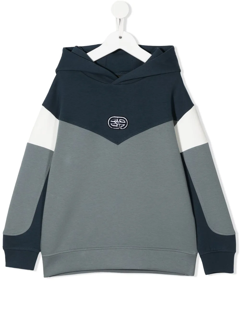 Emporio Armani Kids' Logo-print Pullover Hoodie In Blue