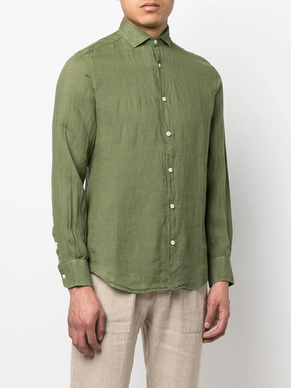 Shop Mc2 Saint Barth Linen Long-sleeve Shirt In Green