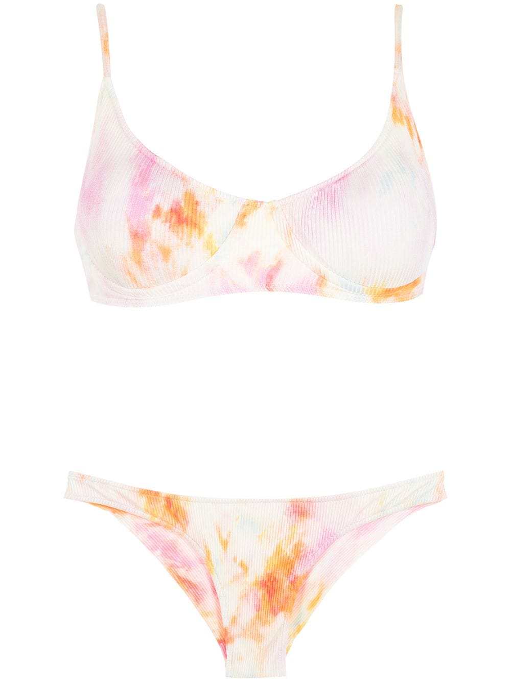 brigitte bikini nervuré à imprimé tie-dye - multicolore