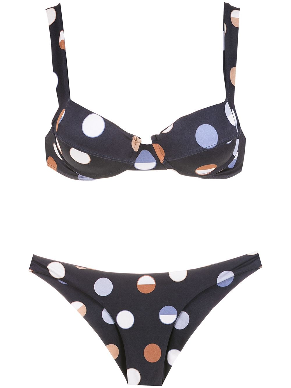 

Brigitte polka dot-print balconette bikini set - Blue