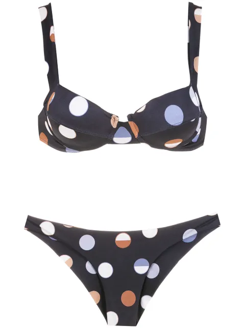 Brigitte polka dot-print balconette bikini set 