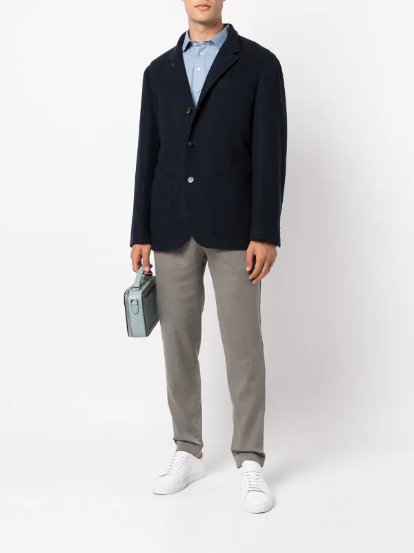 Brunello Cucinelli stand-collar Cashmere Coat | Blue | FARFETCH