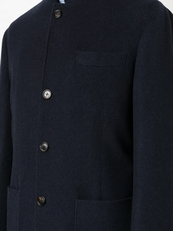 Brunello Cucinelli stand-collar Cashmere Coat | Blue | FARFETCH