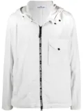 Stone Island logo-trim zip-front hooded jacket - Grey