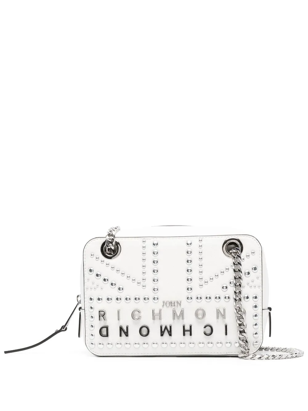 

John Richmond studded faux-leather crossbody bag - White