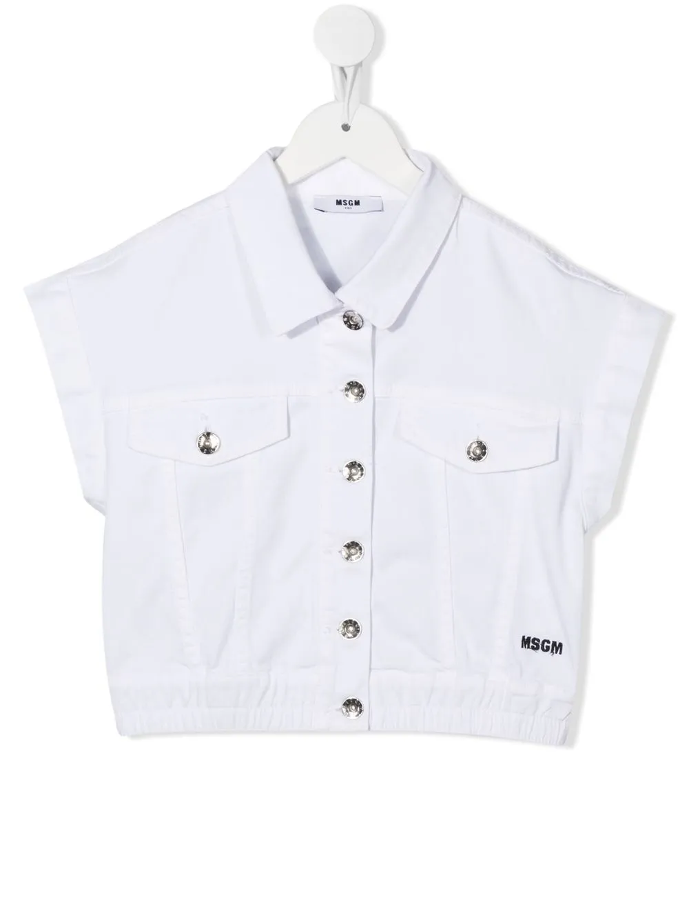 

MSGM Kids rear logo-print denim jacket - White