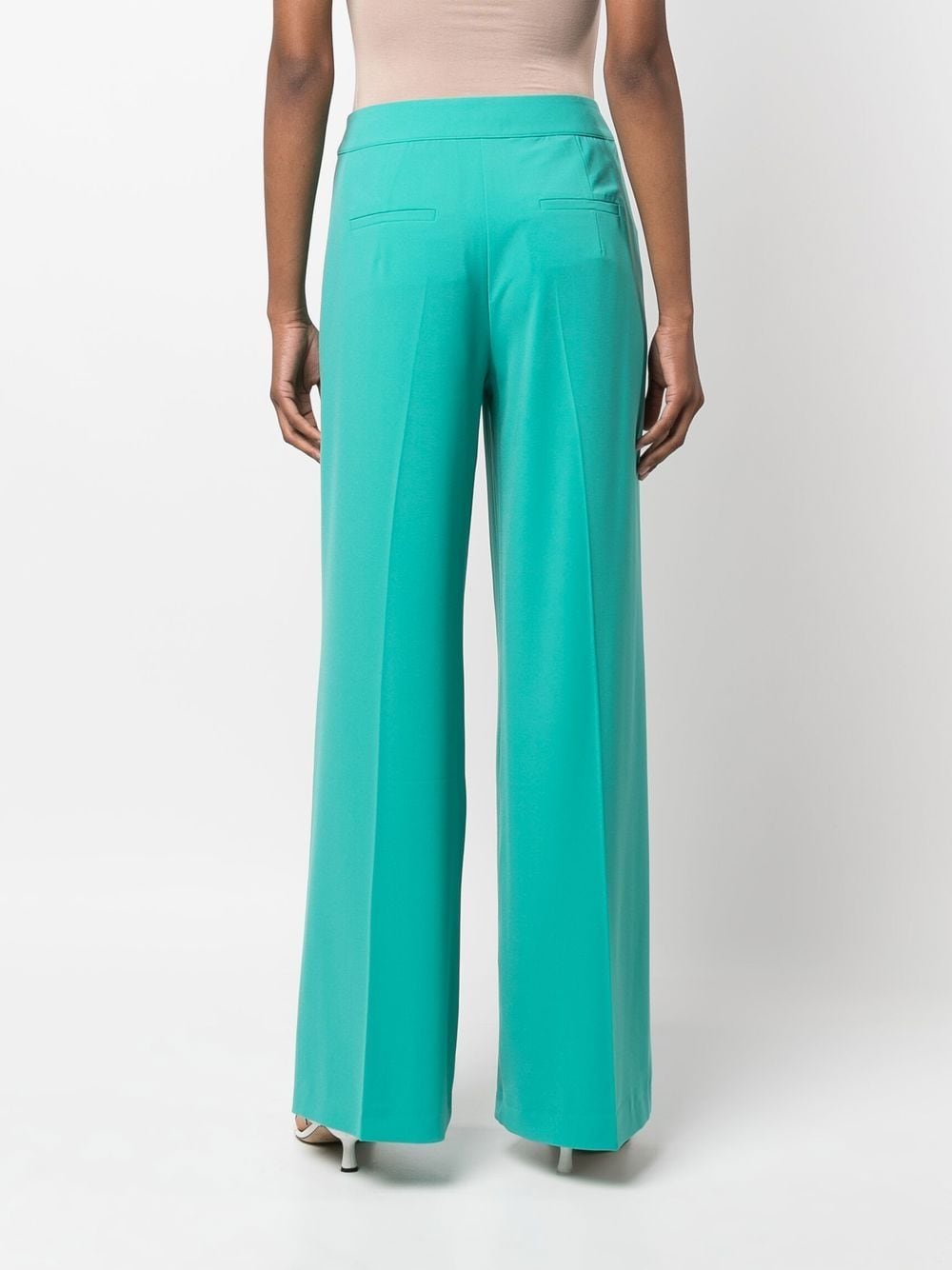 Shop Patrizia Pepe High-waisted Wide-leg Trousers In Green