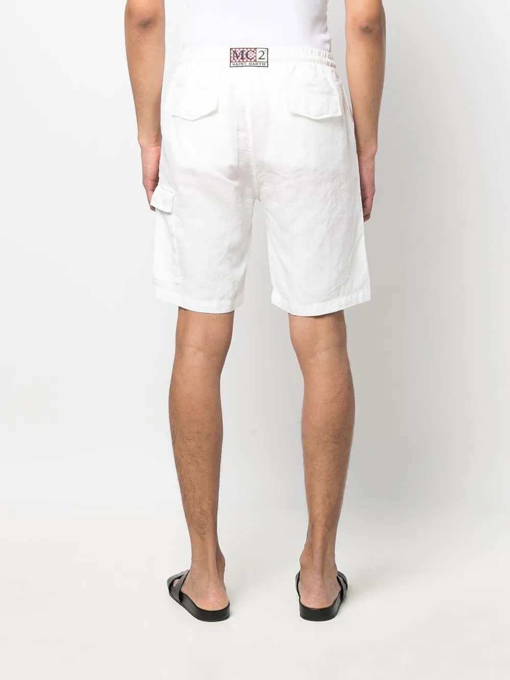 Mc2 Saint Barth Linen Drawstring Deck Shorts In White