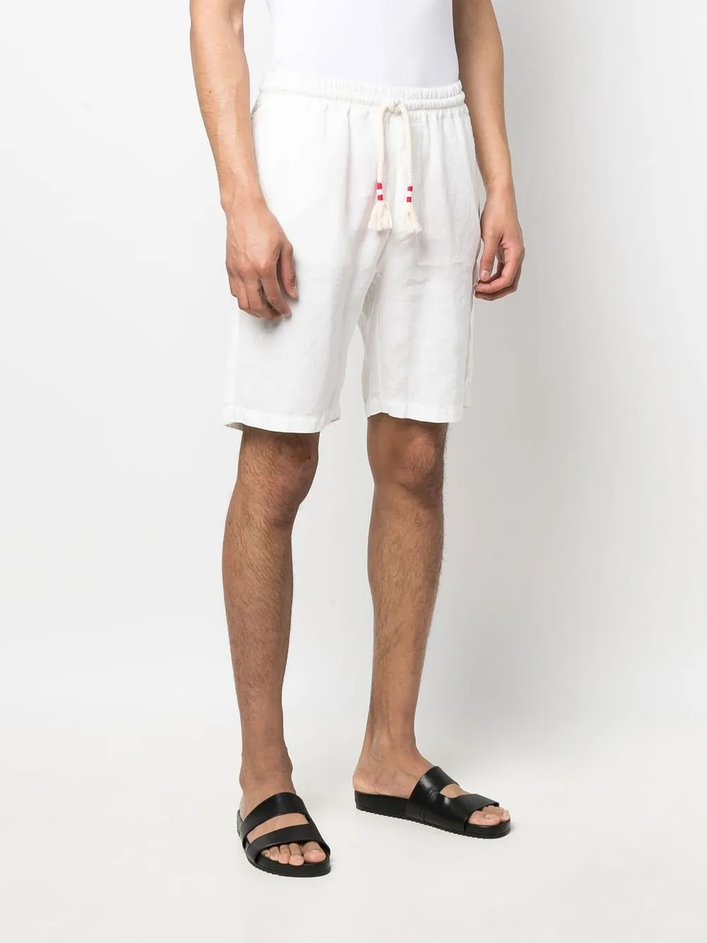 Mc2 Saint Barth Linen Drawstring Deck Shorts In White