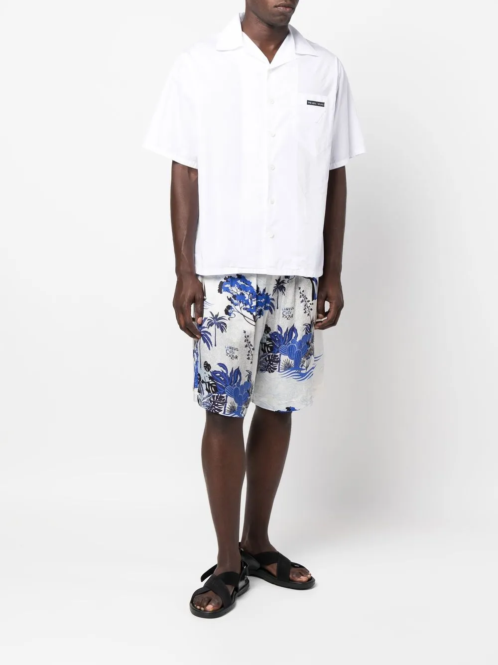 Laneus Bermuda shorts met cactusprint - Wit