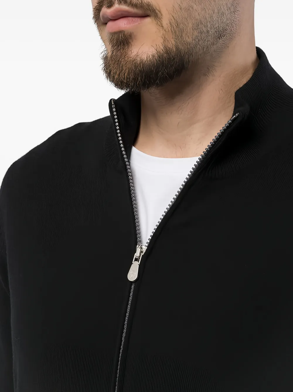 Brunello Cucinelli Zip-neck Cashmere Cardigan In Black