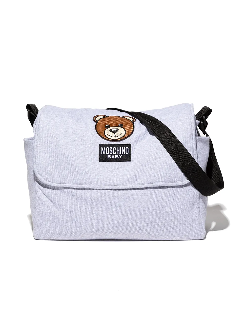 Moschino Embroidered-teddy Bear Baby Changing Bag In Grey