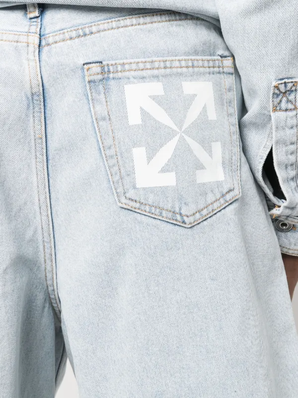 OFF-WHITE DENIM デニム ショーツ オフホワイト Off-White（オフホワイト）メンズ デニムショートパンツ - FARFETCH