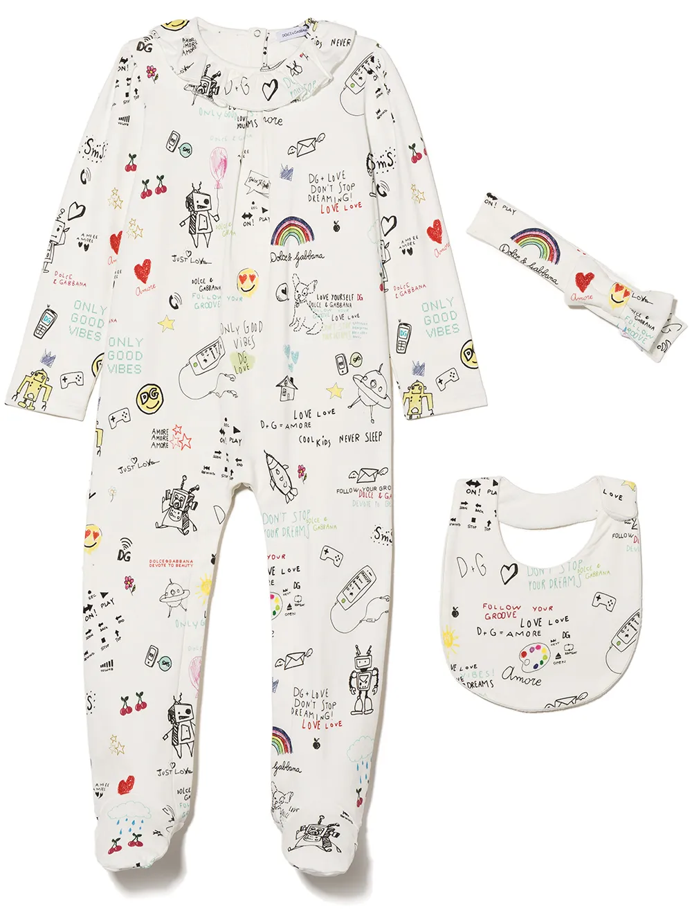 

Dolce & Gabbana Kids set de romper con estampado gráfico - Blanco