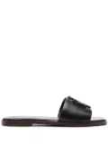 Tory Burch Ines logo-patch slides - Black