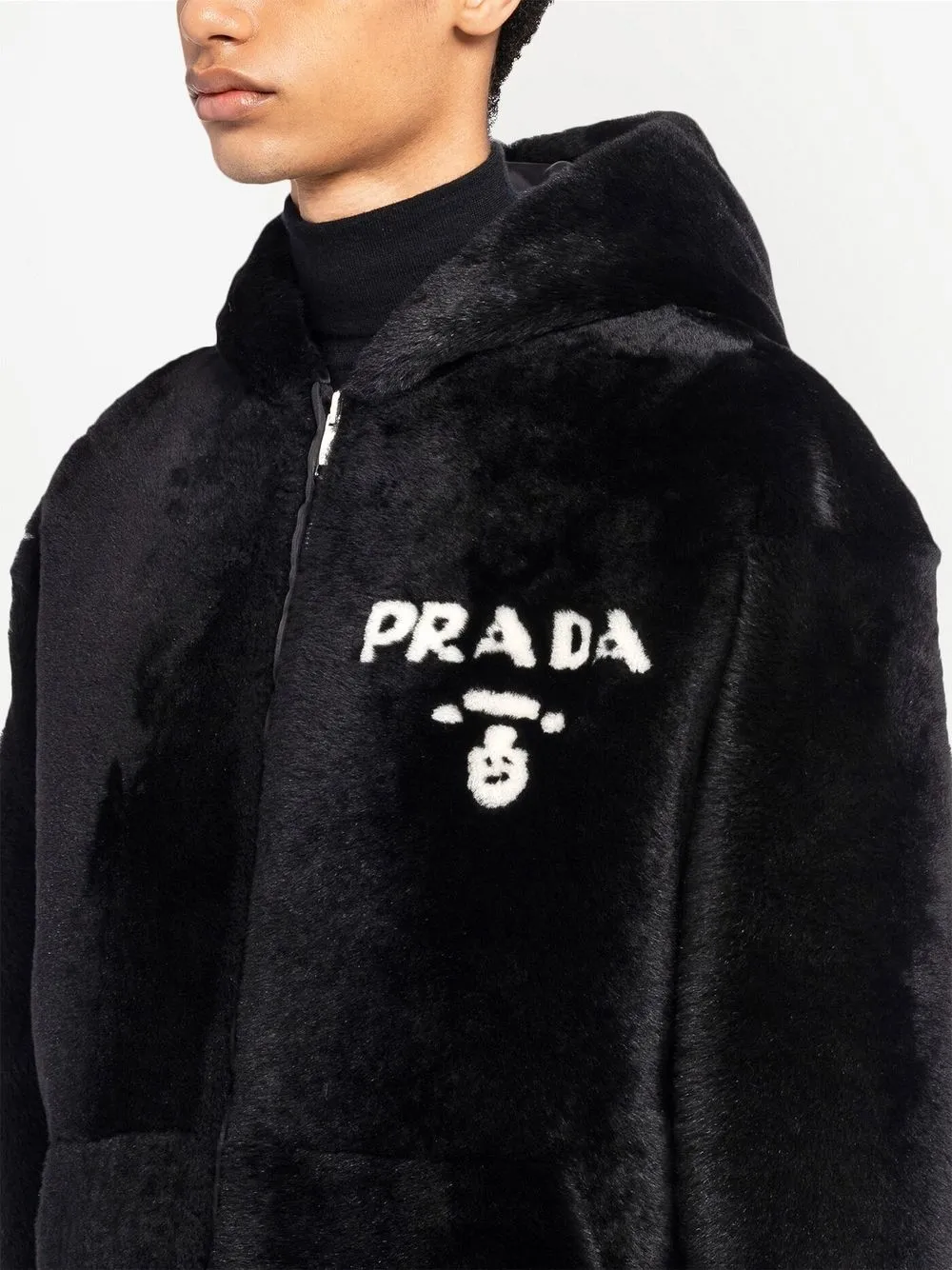 Shop Prada Reversible Shearling Jacket In Schwarz