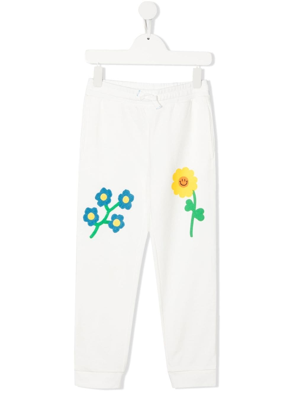 Stella Mccartney Kids' Floral-print Cotton Track Trousers In White