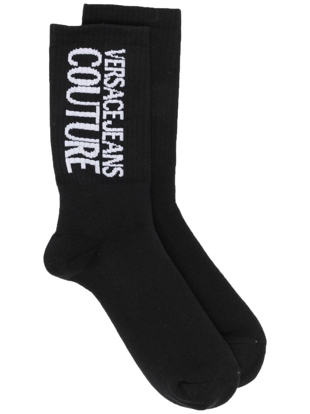 VERSACE JEANS COUTURE RIBBED LOGO-INTARSIA SOCKS