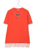 Marcelo Burlon County Of Milan Kids feather-necklace print T-shirt - Red