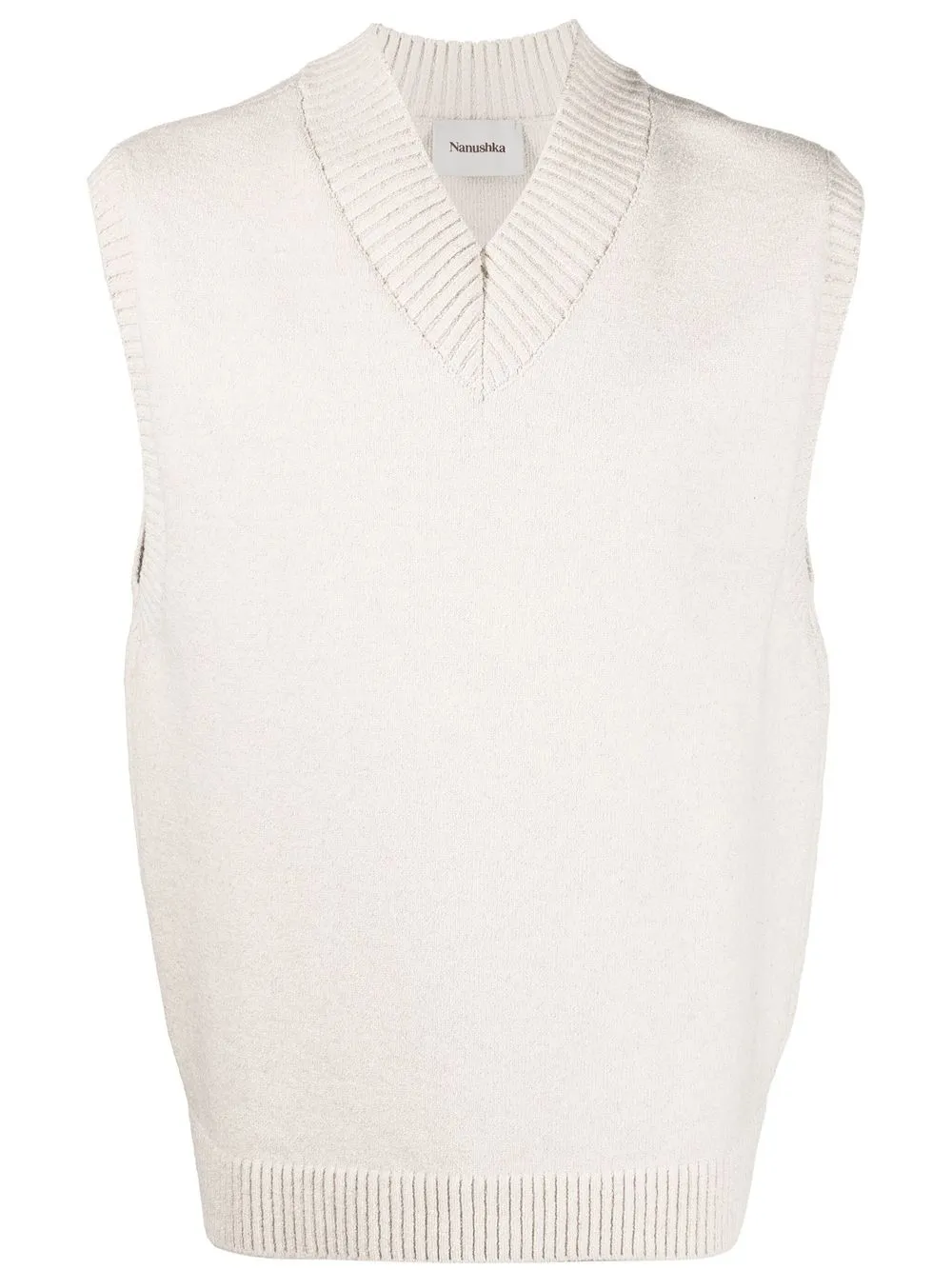 Nanushka V-neck Ribbed Sweater Vest In Neutrals