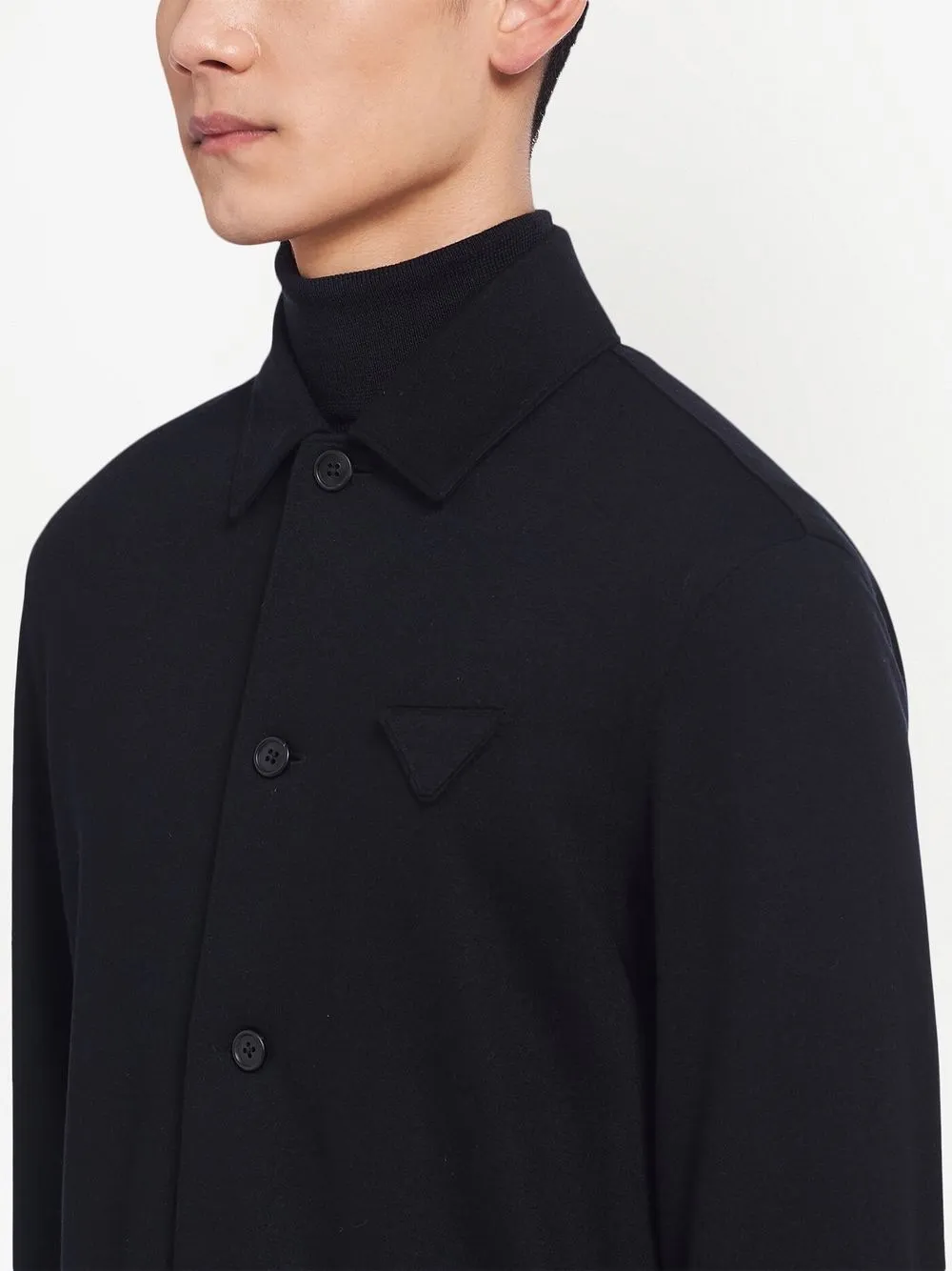 triangle-logo wool-blend shirt