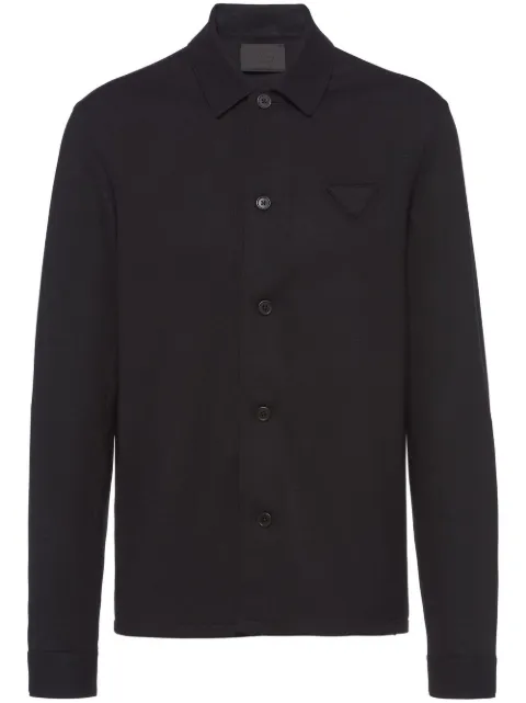 Prada triangle-logo wool-blend shirt