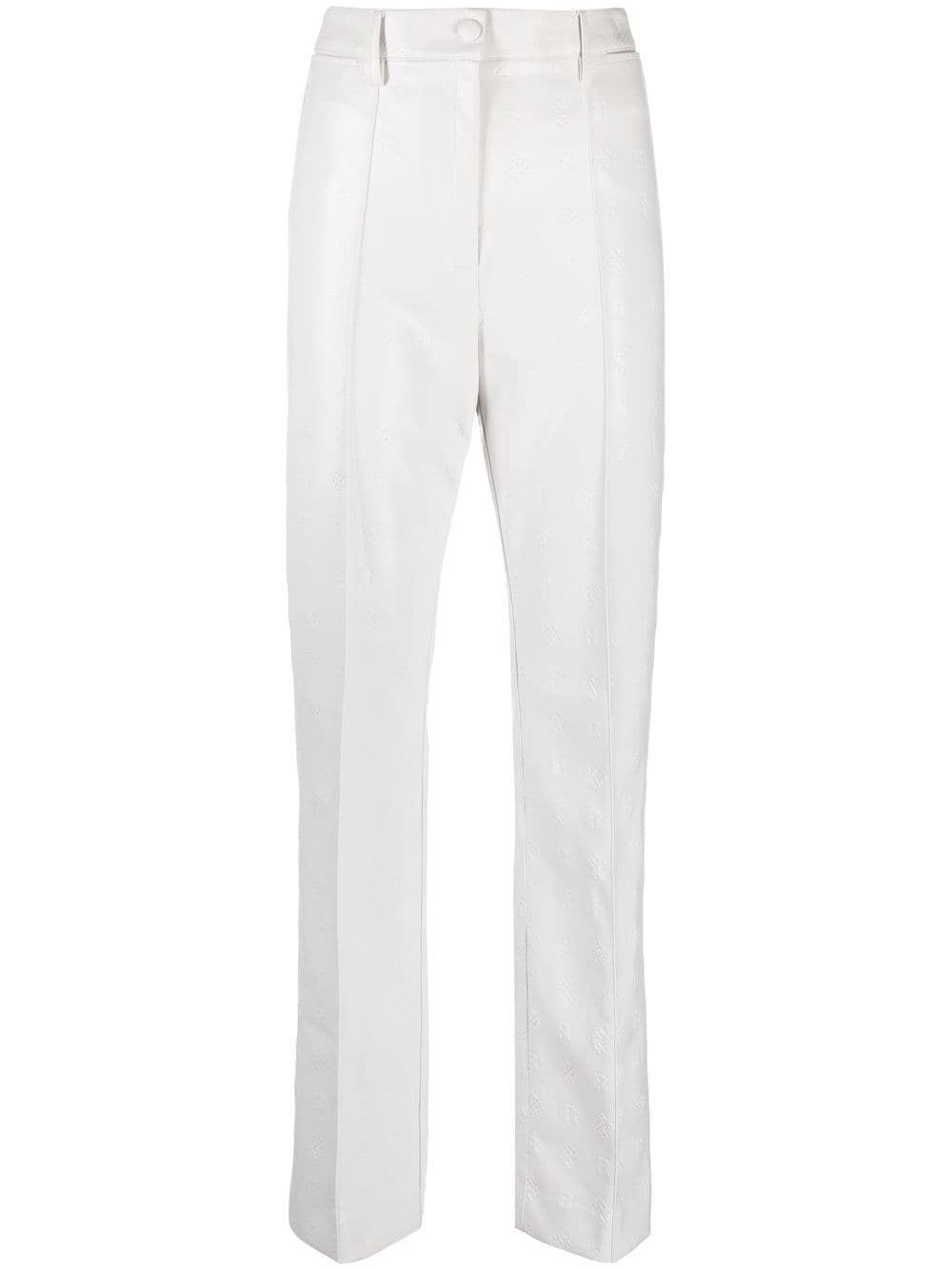 Rotate Birger Christensen Logo-embossed Straight Trousers In Bright White