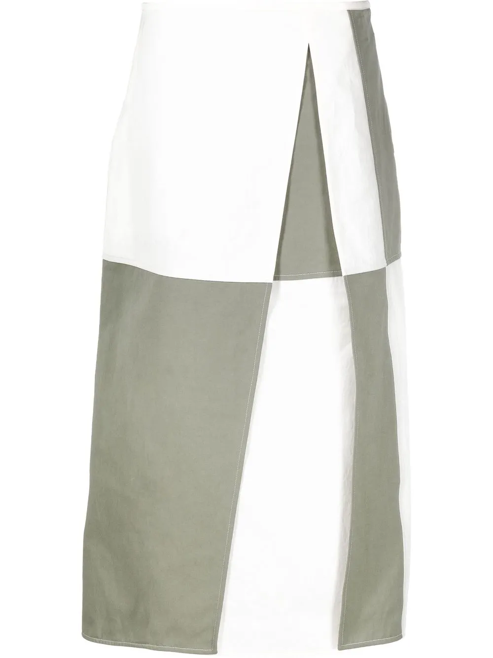 

Jil Sander falda midi acampanada con paneles - Blanco