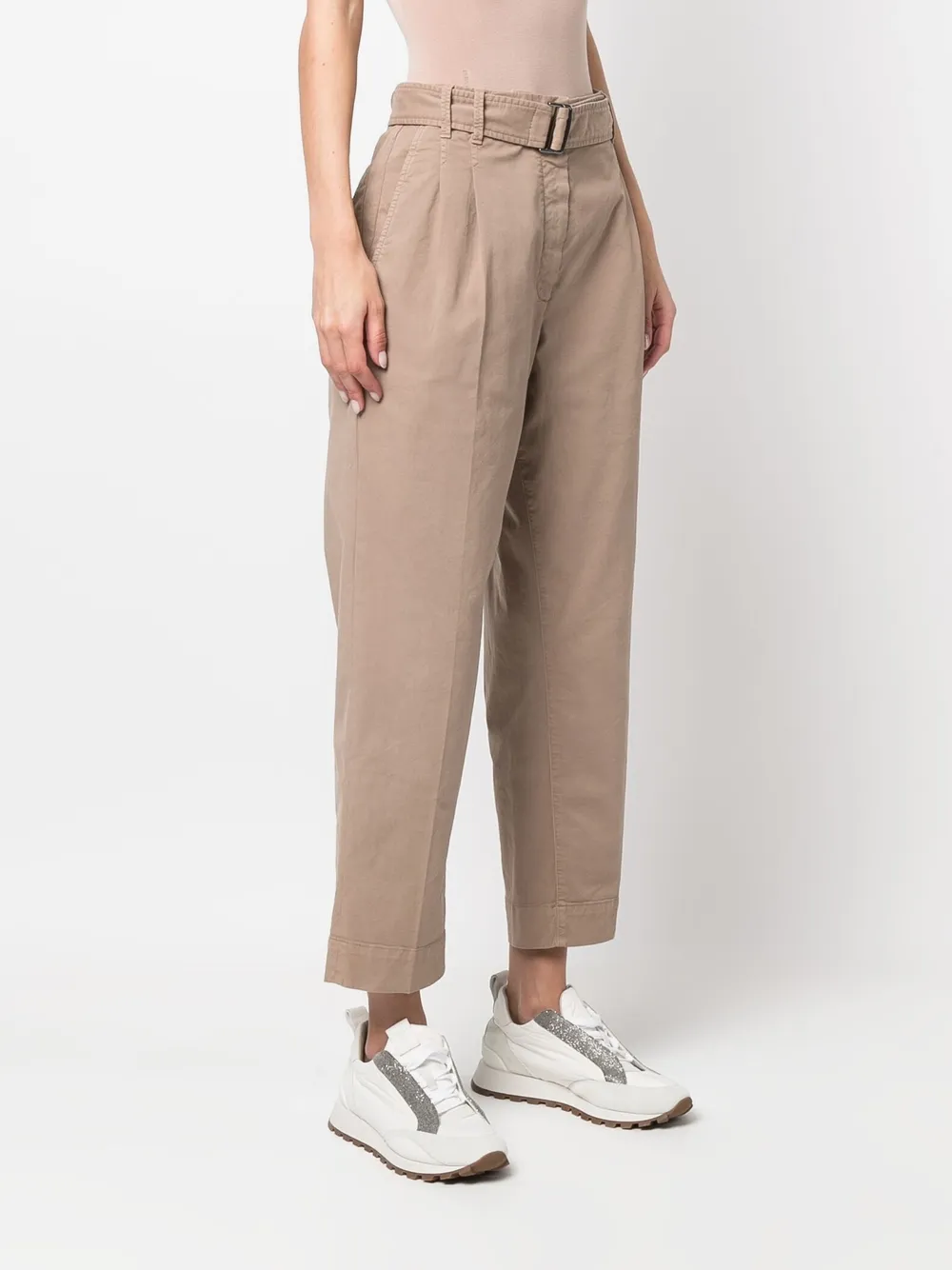 Brunello Cucinelli Belted Straight-leg Chinos In Neutrals