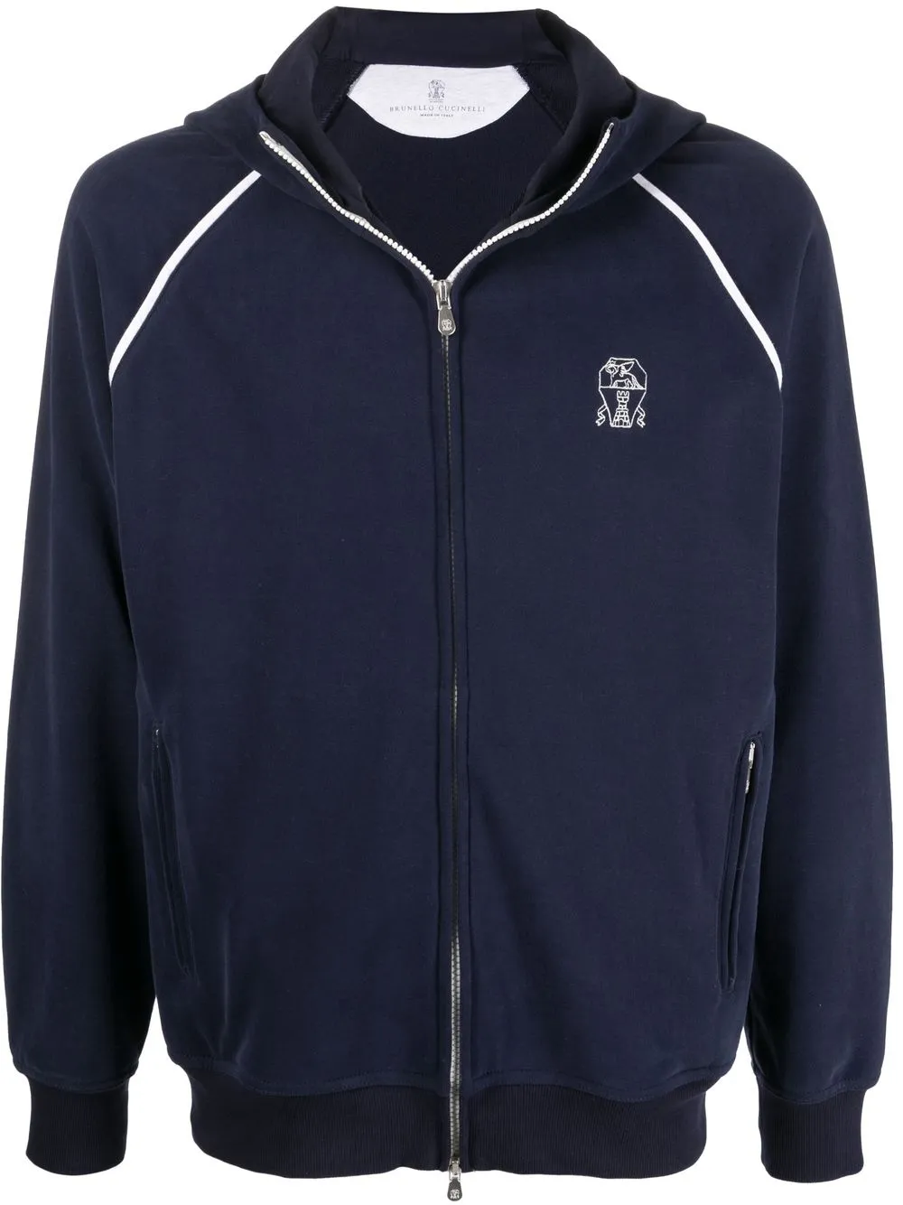 

Brunello Cucinelli hoodie con logo bordado - Azul